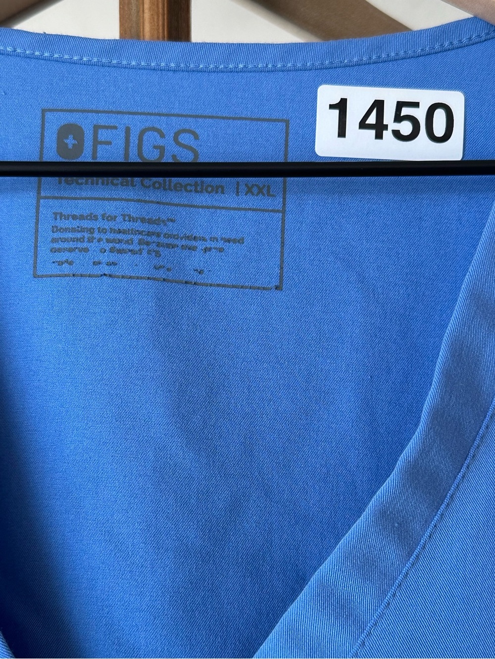 FIGS Technical Collection Scrub Top XXL Blue V-Neck Stretch Medical Uniform - Picture 4 of 9